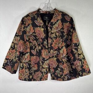 Sandra Darren Embroidered Beaded Jacket Evening Luxe Core Collarless Sz 22W